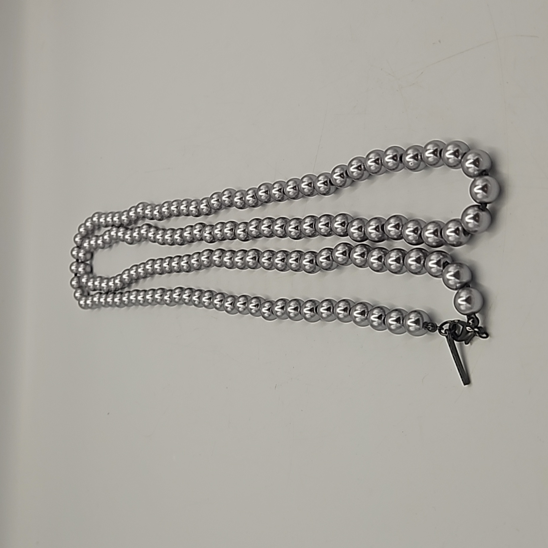 Tahari Long Metallic Gray Pearls Necklace